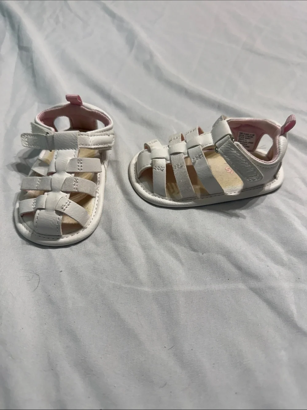 Carter's White and Pink Baby Fisherman Sandals